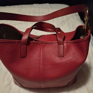 Authentic Coach Bag Elegant Red Leather Tote Bag